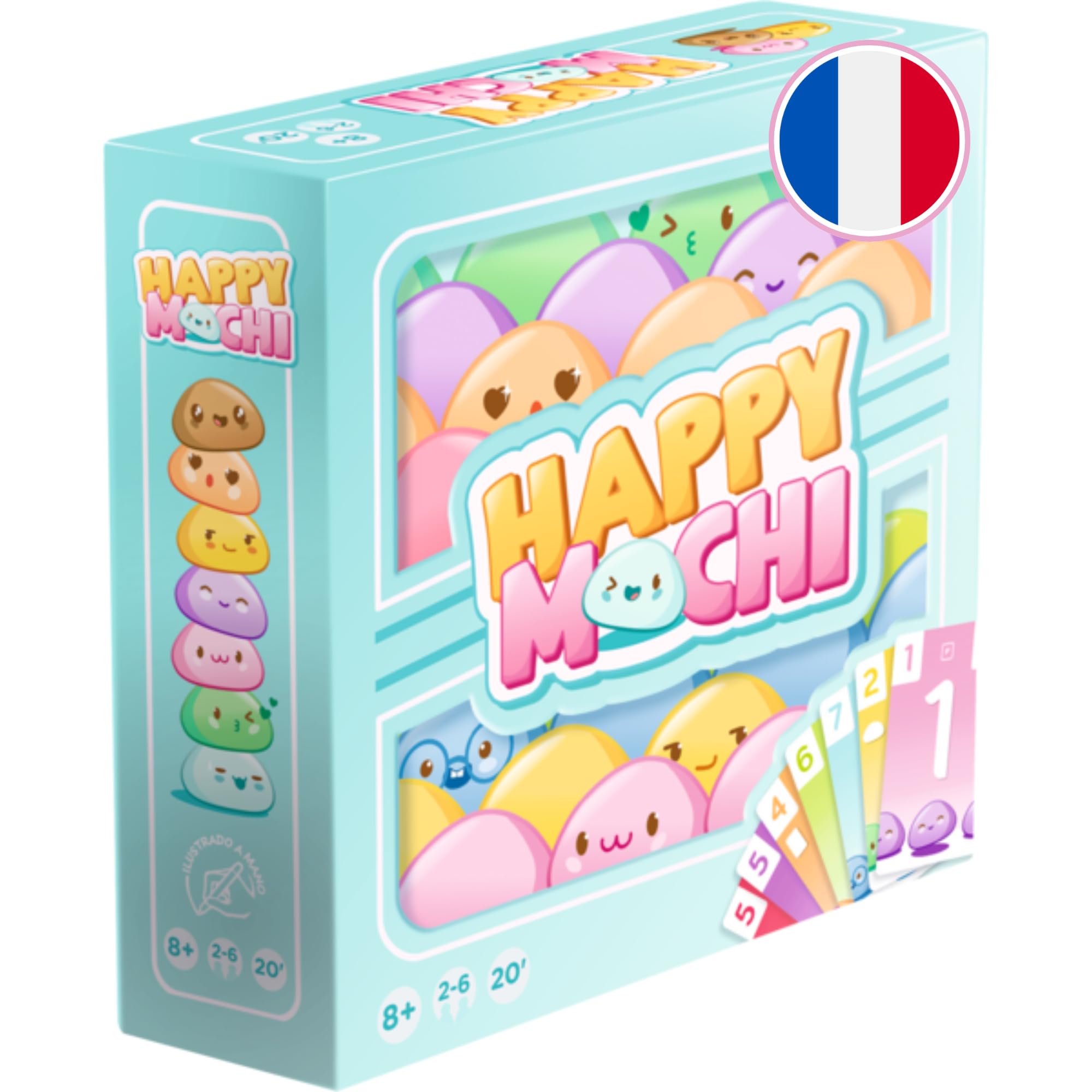 Asmodee - Happy Mochi - Cute Card Game for Family Playing - Hand Illustrated Game with Kawaii Design for Ages 8+ for 2-6 Players, 20 Minutes, French