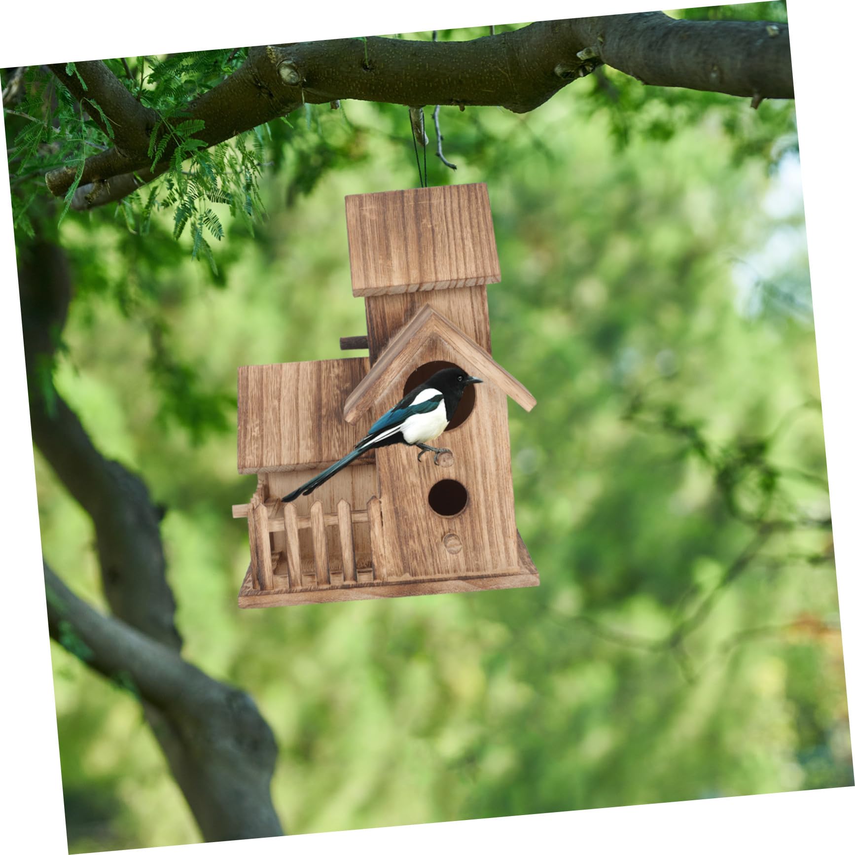 SHINEOFI Nido para Pájaros de Madera Exterior Casa de Cría para Periquitos y Cacatúas Diseño Rústico para Jardín y Balcón Apto para Cotorras y Colibríes