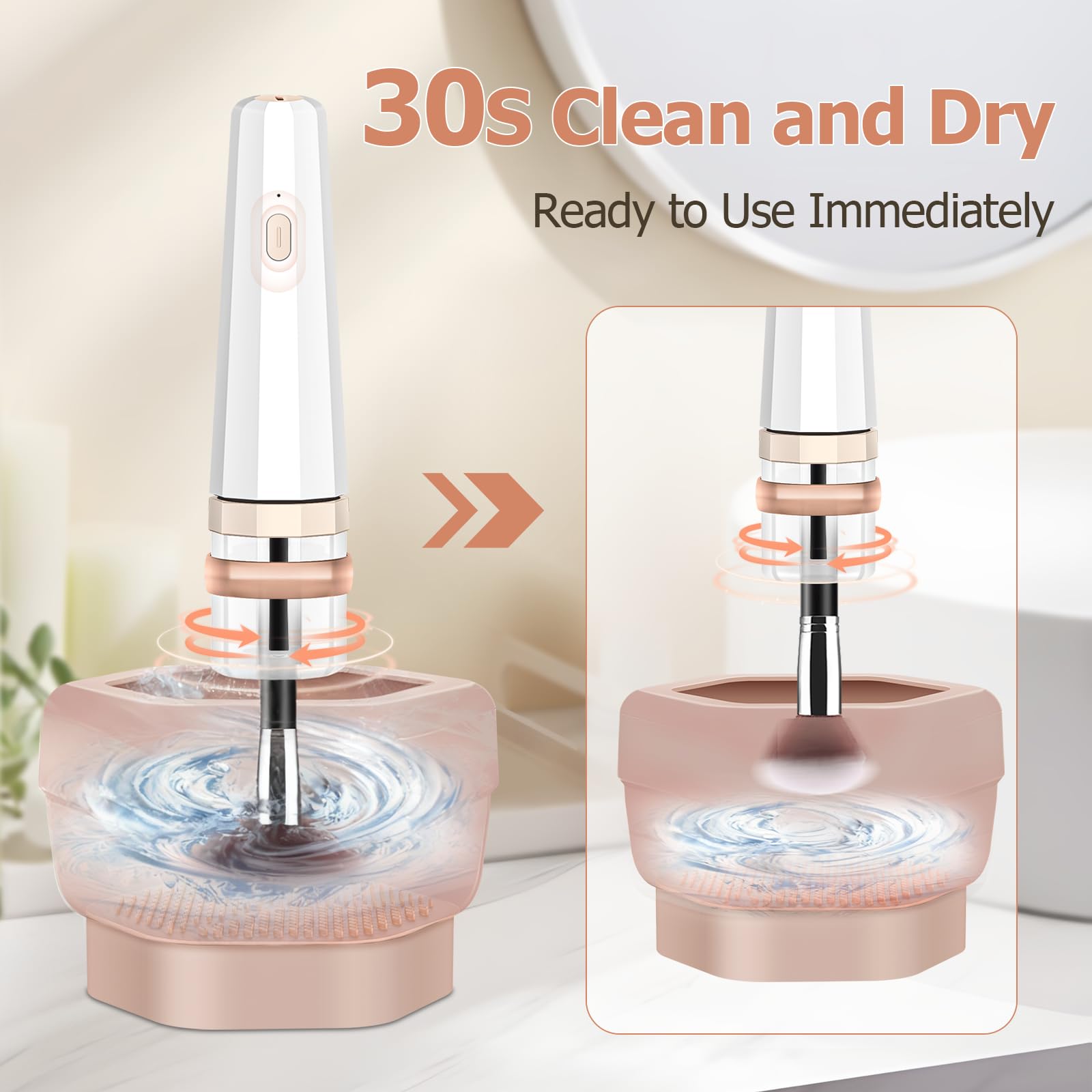 Máquina limpiadora eléctrica de brochas de maquillaje, limpieza rápida y secado instantáneo, adaptador de varios tamaños para brochas cosméticas, herramienta limpiadora de brochas de maquillaje