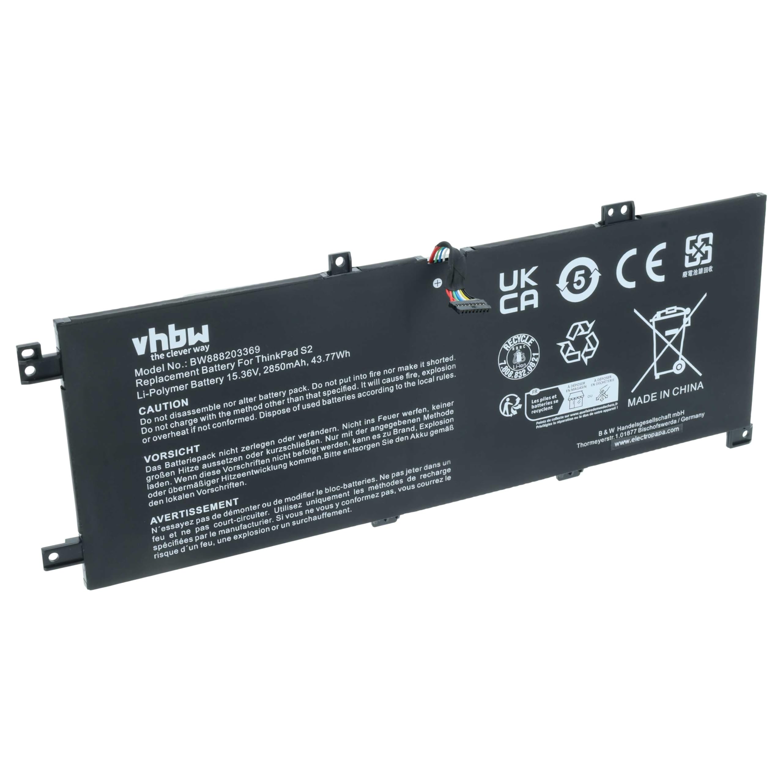 vhbw batteria sostituisce Lenovo SB10T83119, SB10T83120, L18D4P90, L18M4P90, L18C4P90 per notebook (2850mAh, 15,36V, Li-Poly)