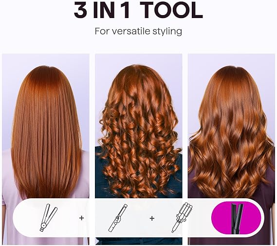 Wavytalk Airflow Styler Cool Curl 2 in 1 Hair Straightener and Curler | 360 Cool Air Lock in Style for Lasting Curls, Reduces Damage, 1.25 Inch, Anti-Scald for Short Long Hair