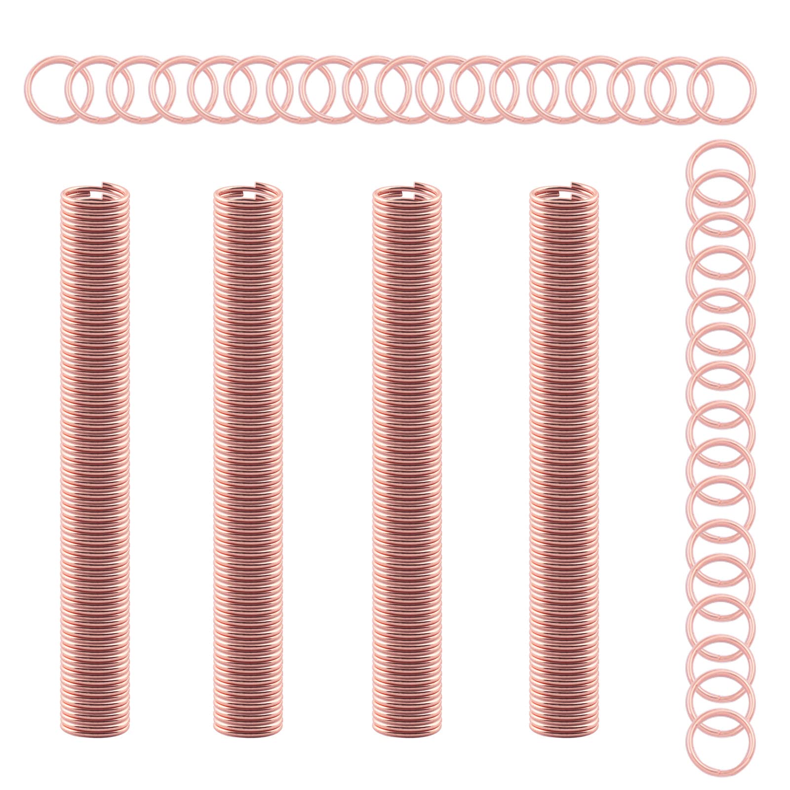 Round Split Key Rings-Metal Keychain Rings DIY Ornament Craft Keychain Jump Ring Connector Jewelry Charm Clasp Pendants (OD 10mm, Rose Gold)