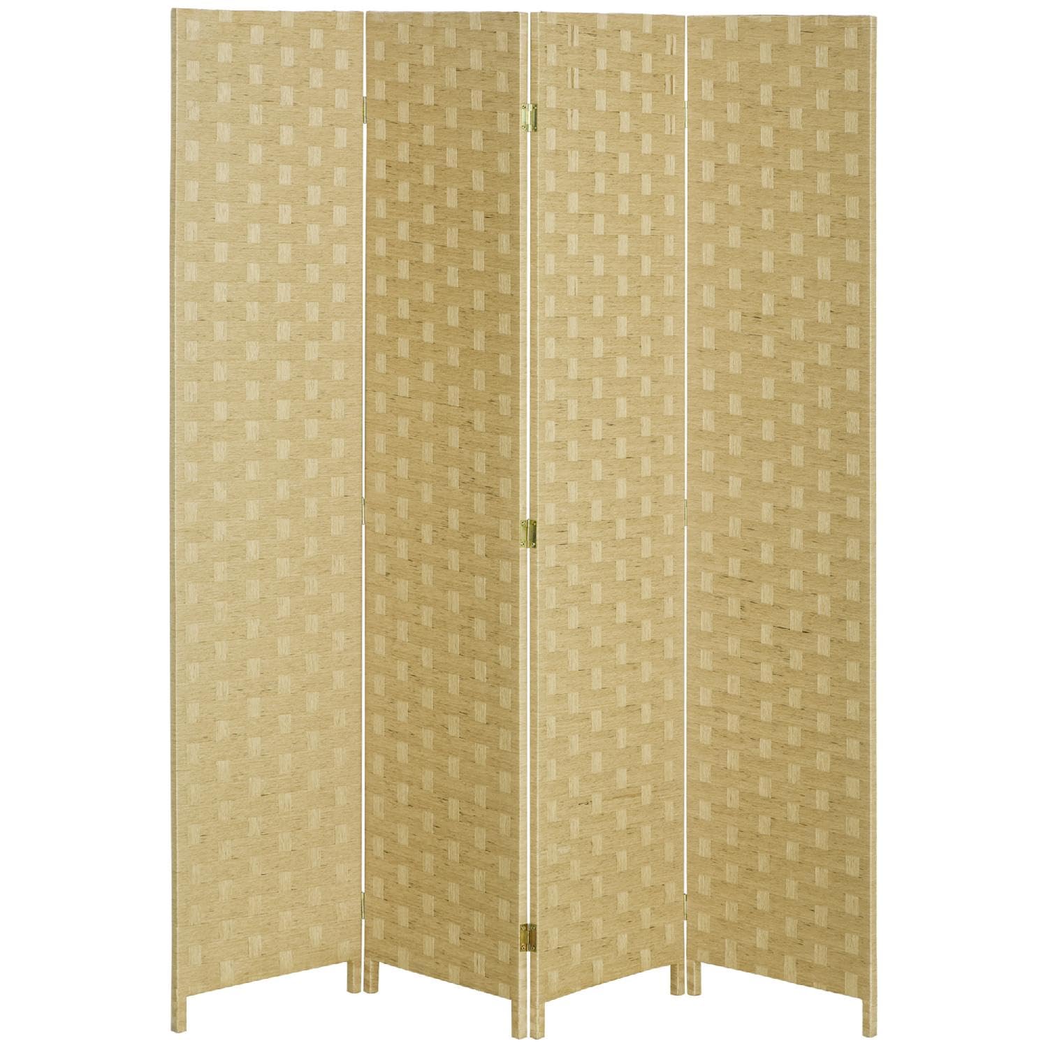 Paravento da Interno 4 Ante in Legno Pieghevole e Salvaspazio Altezza 170cm Marrone