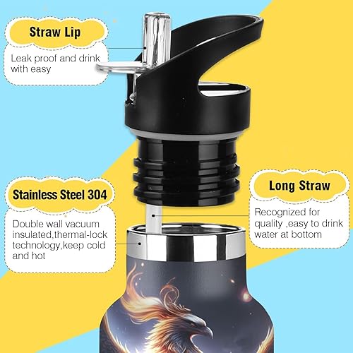 Miniatura 3 de Botella de agua para niños de 20 onzas, aislada para niños y niñas, sin BPA, colorido fénix