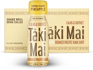 Taki Mai Pineapple Kava Kava 2.5 oz (6-pack) Shots – Noble Kava Root Drink, Ready to Drink for Stress Support & Relaxation, Fast Acting Herbal Support for Calming Better Sleep and Balanced Mood