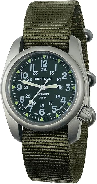 BERTUCCI A-2T Vintage Watch | Green Dial | Swiss Super Luminous Technology | Blending Vintage U.S Military and Titanium Innovation | Built for Performance | 12030