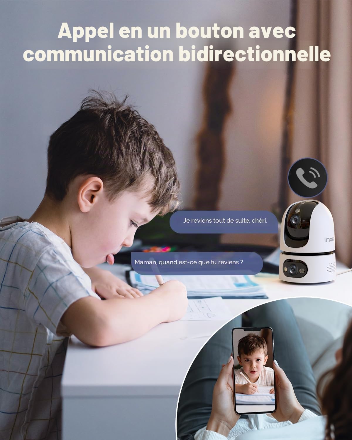 Imou 3K(3MP+3MP) Lot 2 Caméras Surveillance WiFi Intérieur Double Objectif