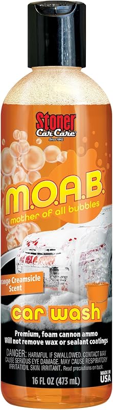Stoner Car Care 91605 16-Ounce Mother of All Bubbles M.O.A.B. High Foaming Car Wash for Foam Cannons, Foam Guns, or Bucket Washes, Safe on Car Wax and Sealant Coatings, Creamsicle, Pack of 1