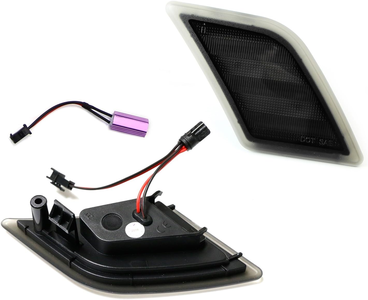 iJDMTOY Smoked Lens White Full LED Front Side Marker Light Kit Compatible With 2008-11 Mercedes W204 C250 C300 C350 & 2008-2013 C63 AMG, Powered by SMD LED, Replace OEM Sidemarker Lamps