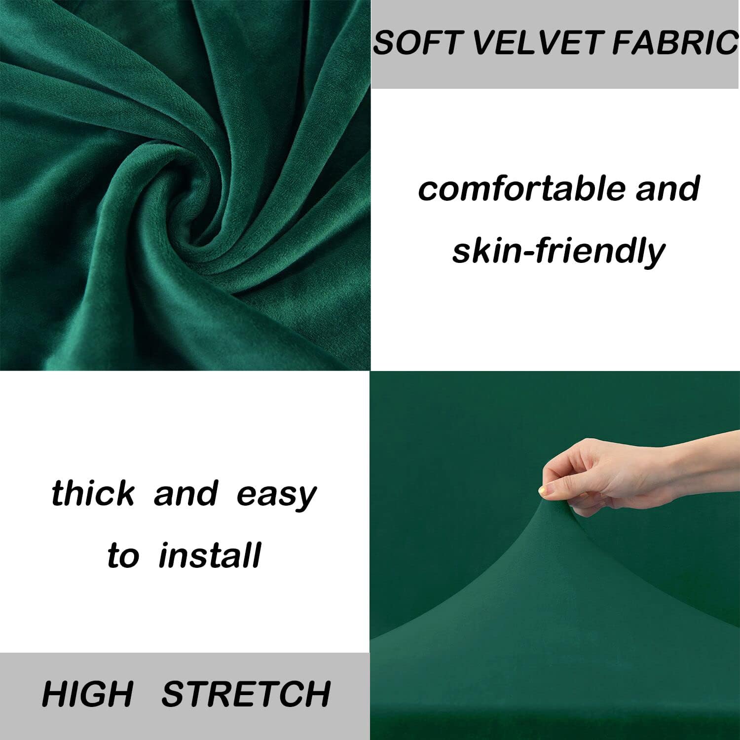 Stretch Chair Sofa Slipcovers, Thick Velvet Sofa Covers Soft Couch Cover Armchair Slipcover Furniture Protector for Kids Pets (Small, Green)