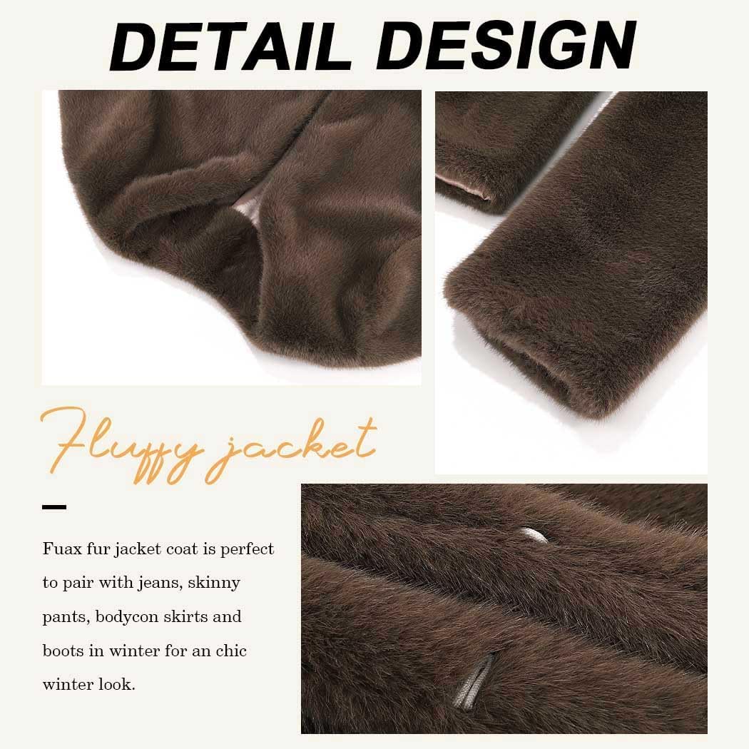 JAKAWIN Women's Short Faux Fur Jacket Brown Shaggy Coat Jackets - Image 5