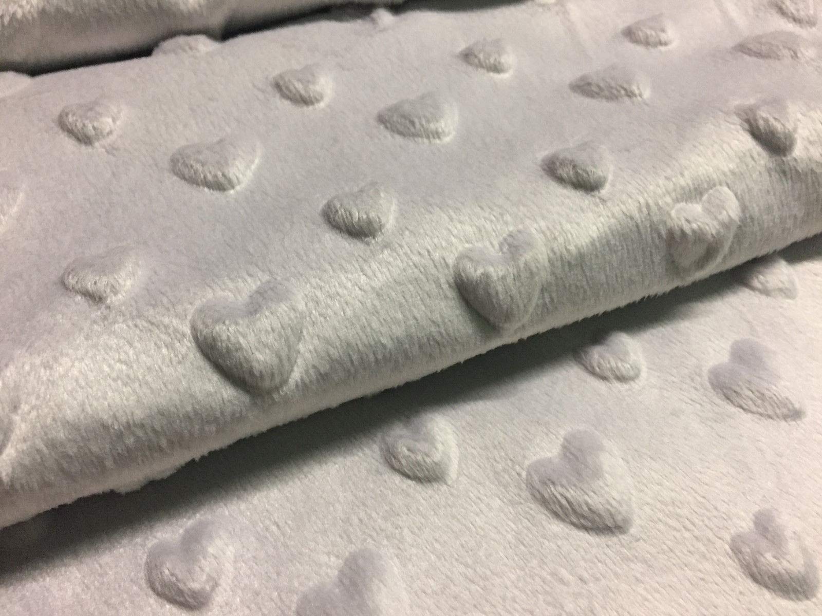 Lushfabric Silver Grey Heart Supersoft Dimple Fleece Fabric Plush Cuddle Soft - 160Cm (63 Inches) Wide (Sold By The Metre) (Silver Grey)