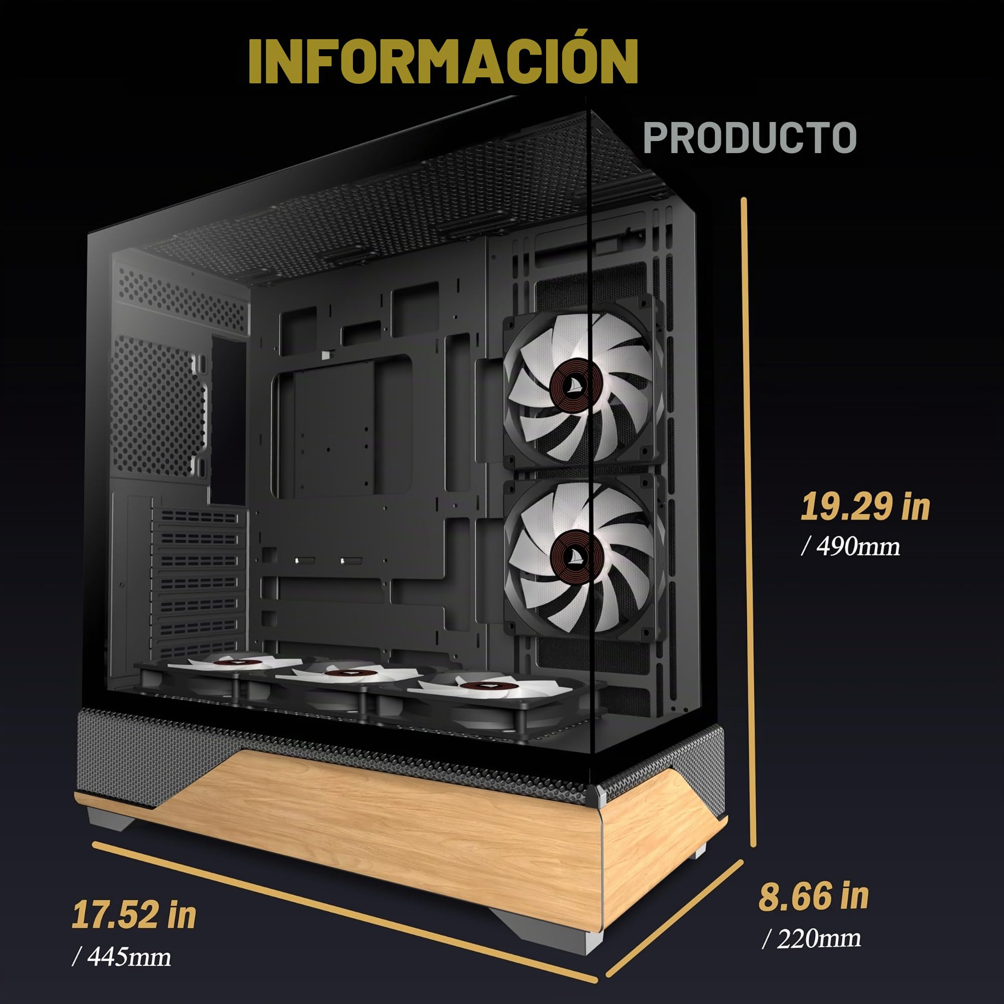 KEDIERS Caja PC preinstalada, 5 × 120 mm, negra, caja PC semitorre ATX, caja de ordenador con vista panorámica, panel frontal de vidrio templado, negra, P6 ARGB