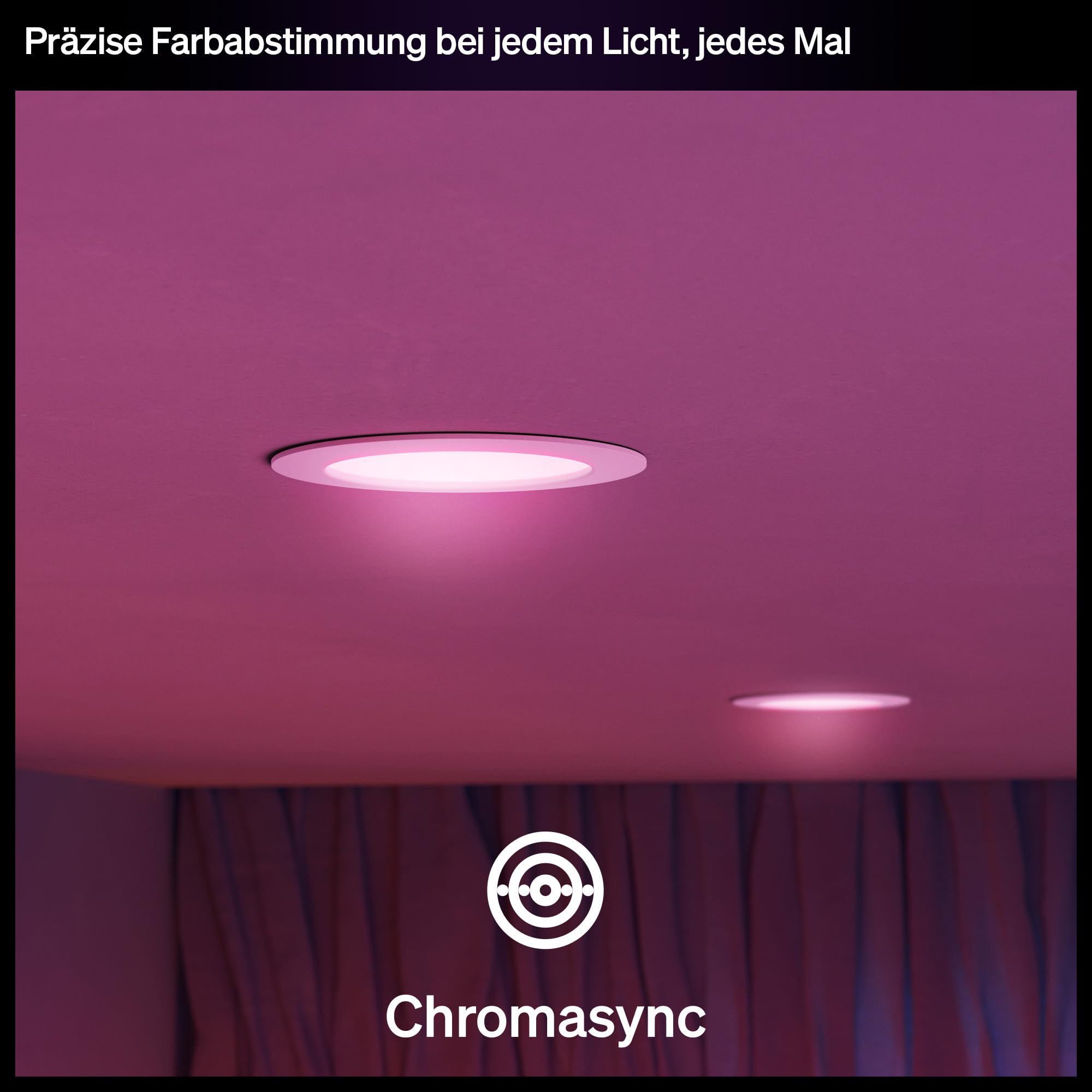 Philips Hue Slim Downlight, Einbaustrahler mit LED-Leuchte, 1.000 lm, 90 mm, Schlankes Design, Vollspektrum-Tagesl. 1.000–20.000 K, Stufenlos Dimmbar, Präzise Farbe, Smart Lighting, Weiß, 3er-Pack