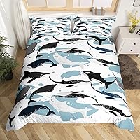 Vista 8 de Funda de edredón Kawaii con diseño de ballena arcoíris tamaño Queen, funda de edredón de ballena de dibujos animados para niños y niñas, bonito