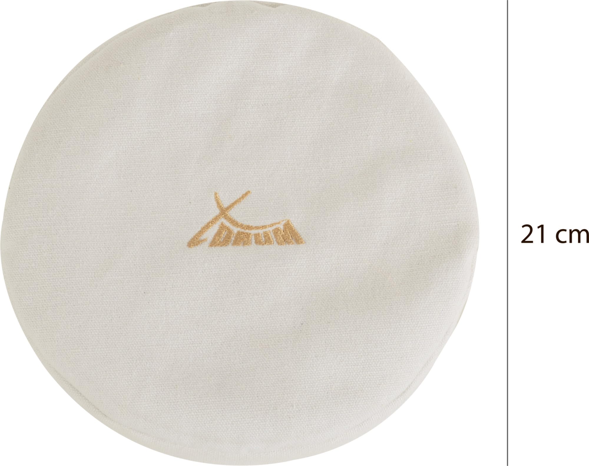 Cuscino di Grano Saraceno XDrum 21 cm in lino, riempito con grano saraceno. Diametro 21 cm. Ideale per preriscaldare campane tibetane, trasmette quasi tutte le vibrazioni.