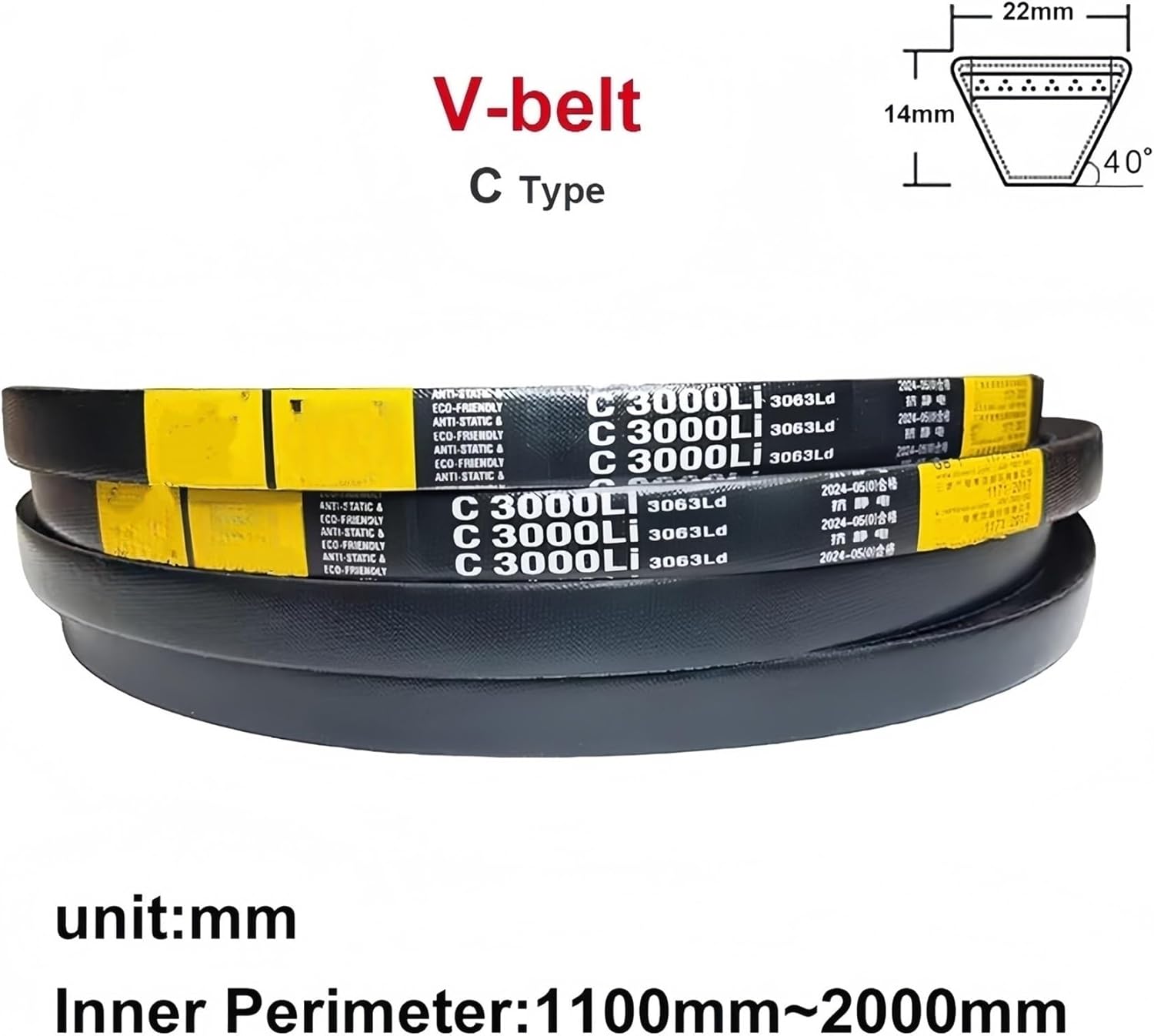 コンバインハーベスターのスペアパーツ用Vベルト/パワートランスミッションベルト - 中国 V ベルト、 V ベルト、トランスミッションベルト、ゴム V  ベルト、ゴムベルト、コンビネーションハーベスタベルト、 V ベルト 工場、ゴム製トランスミッションベルト、 V ベルト ... 1個コンベアベルトVベルトCタイプゴム駆動伝動ストラップ産業機械用Li 1100mm〜2000mm(Li-1422mm)