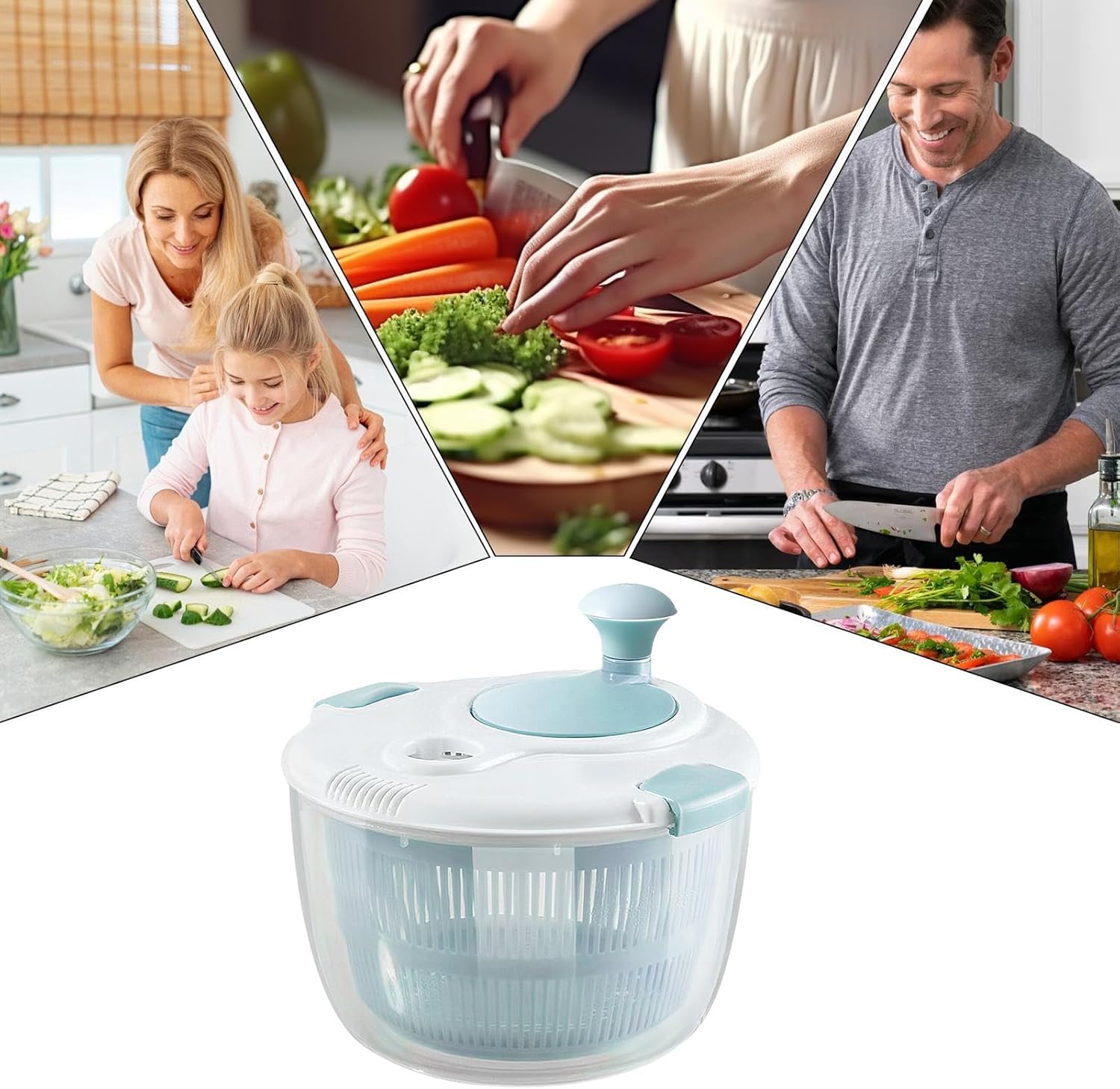 Vegetable Spinner – 5L Salad Spinner Bowl Strainer, Silent Rotating Kitchen Tool for Healthy Eating, Durable Easy-to-Use Dryer | Perfect for Washing Spinach, Lettuce, Tomatoes, Potatoes, Meal