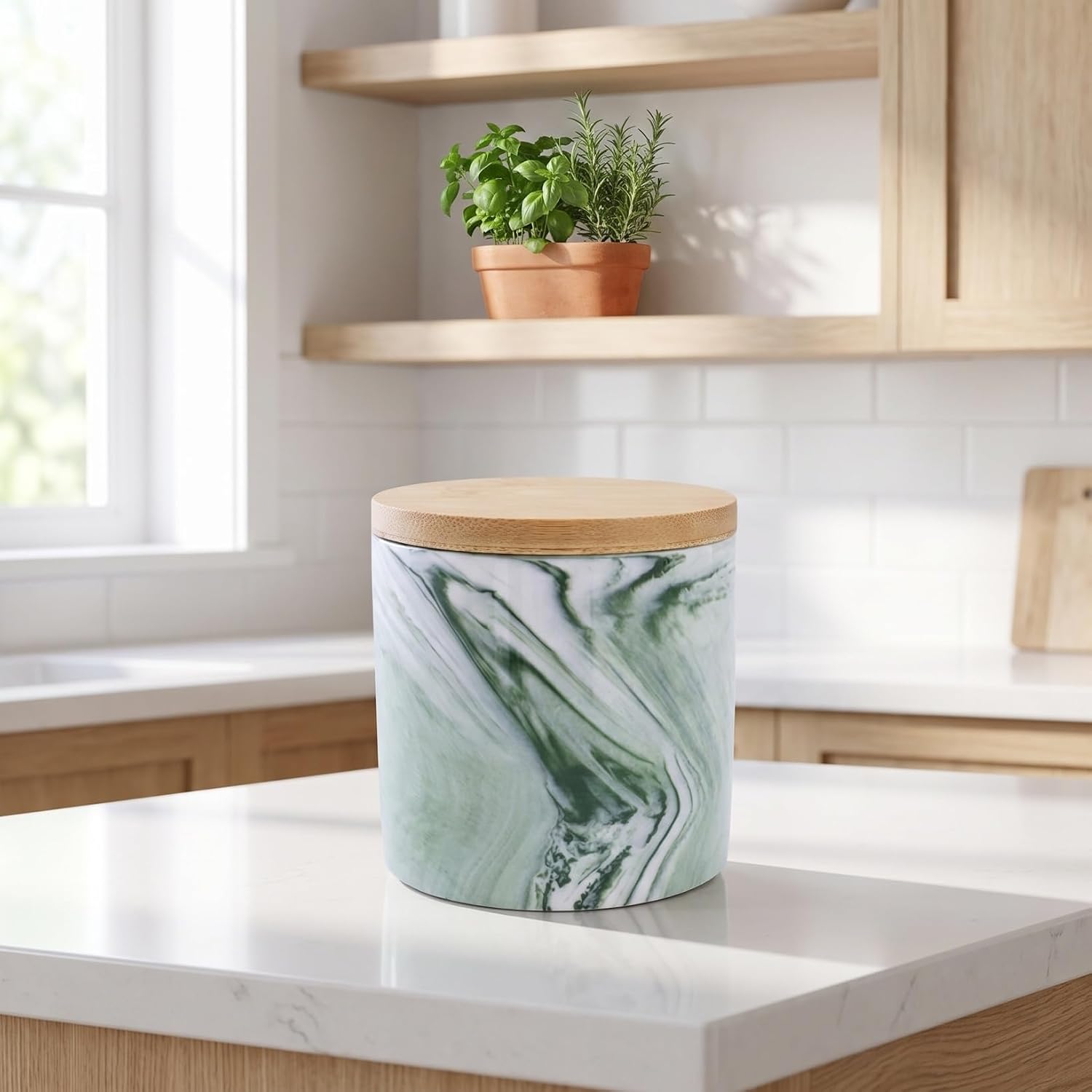 Ipetboom Ceramic Storage Canister with Airtight Seal Bamboo Lid Storage Jar image 4