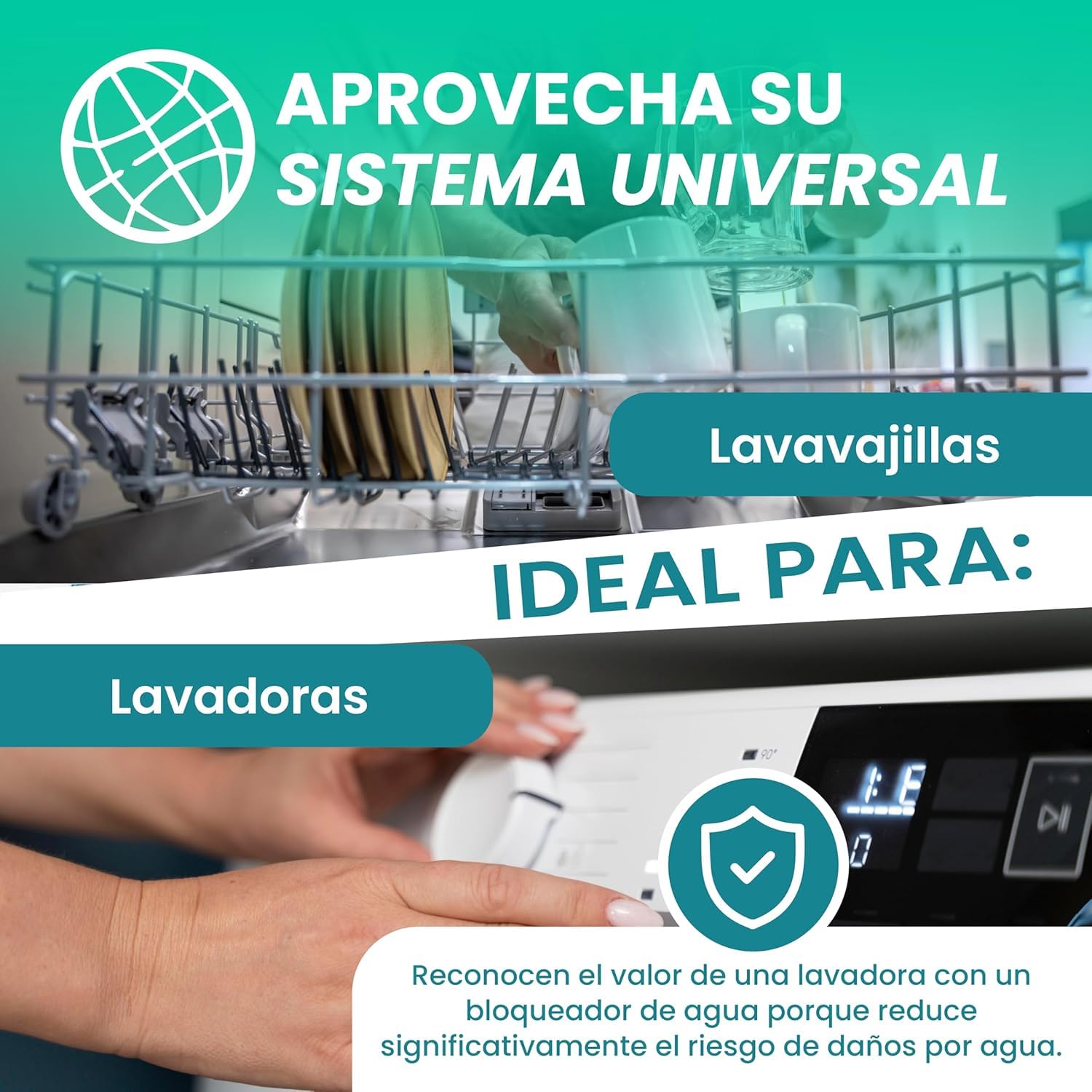 Manguera Aquastop 3M | Compatible con todas las Marcas de Lavadora y Lavavajillas | Conexión de 3/4" | Sistema Antifugas | Seguridad Contra Inundaciones | Certificación VDE