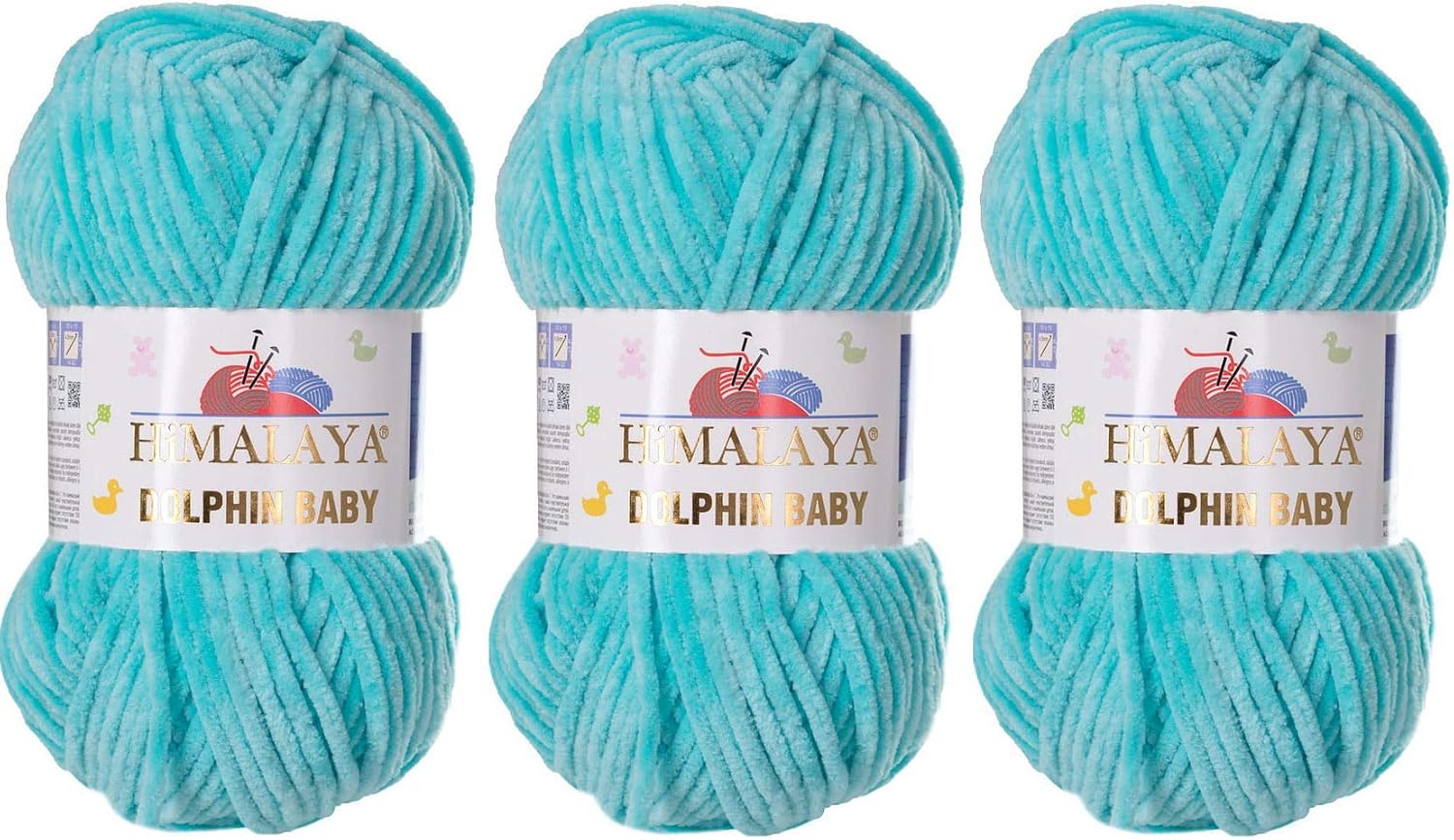Himalaya Dolphin Baby Yarn Lot of 3 skn 395 Yards 3x100gram Super Bulky Baby Blanket Yarn (80335)