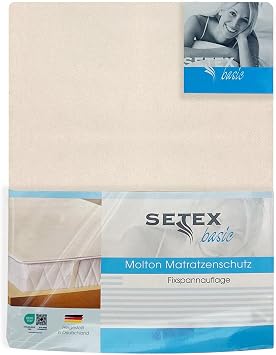 SETEX Molton Mattress Protector 80 x 200 cm, Natural Colour, Mattress Topper for Bed Mattresses 15-22 cm Height, Mattress Protector, Fixed Fitted Pad with Corner Elastics, Standard 100 Tested
