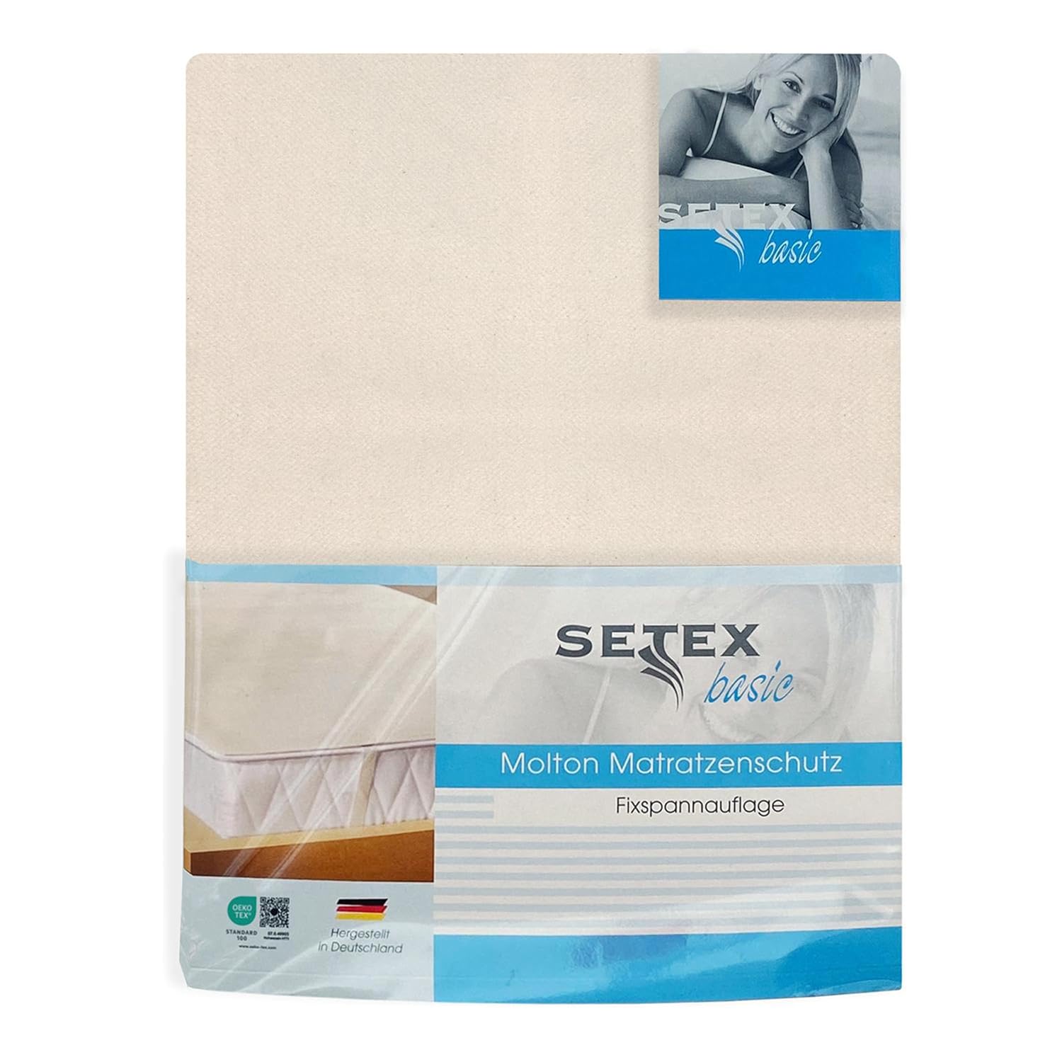 SETEX Molton Mattress Protector 80 x 200 cm Natural Colour Mattress Topper for Bed Mattresses 15-22 cm Height