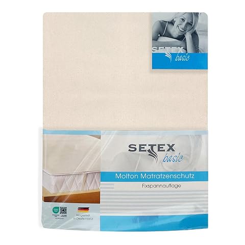 SETEX Molton Mattress Protector 80 x 200 cm Natural Colour Mattress Topper for Bed Mattresses 15-22 cm Height
