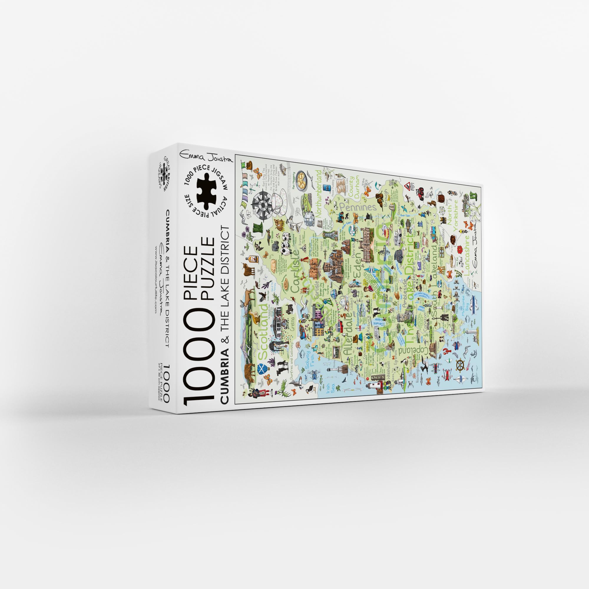 Cumbria & The Lake District 1000 Piece Jigsaw Puzzle; Emma Joustra art Collection; Eco-Friendly, Gift for Adults & Families