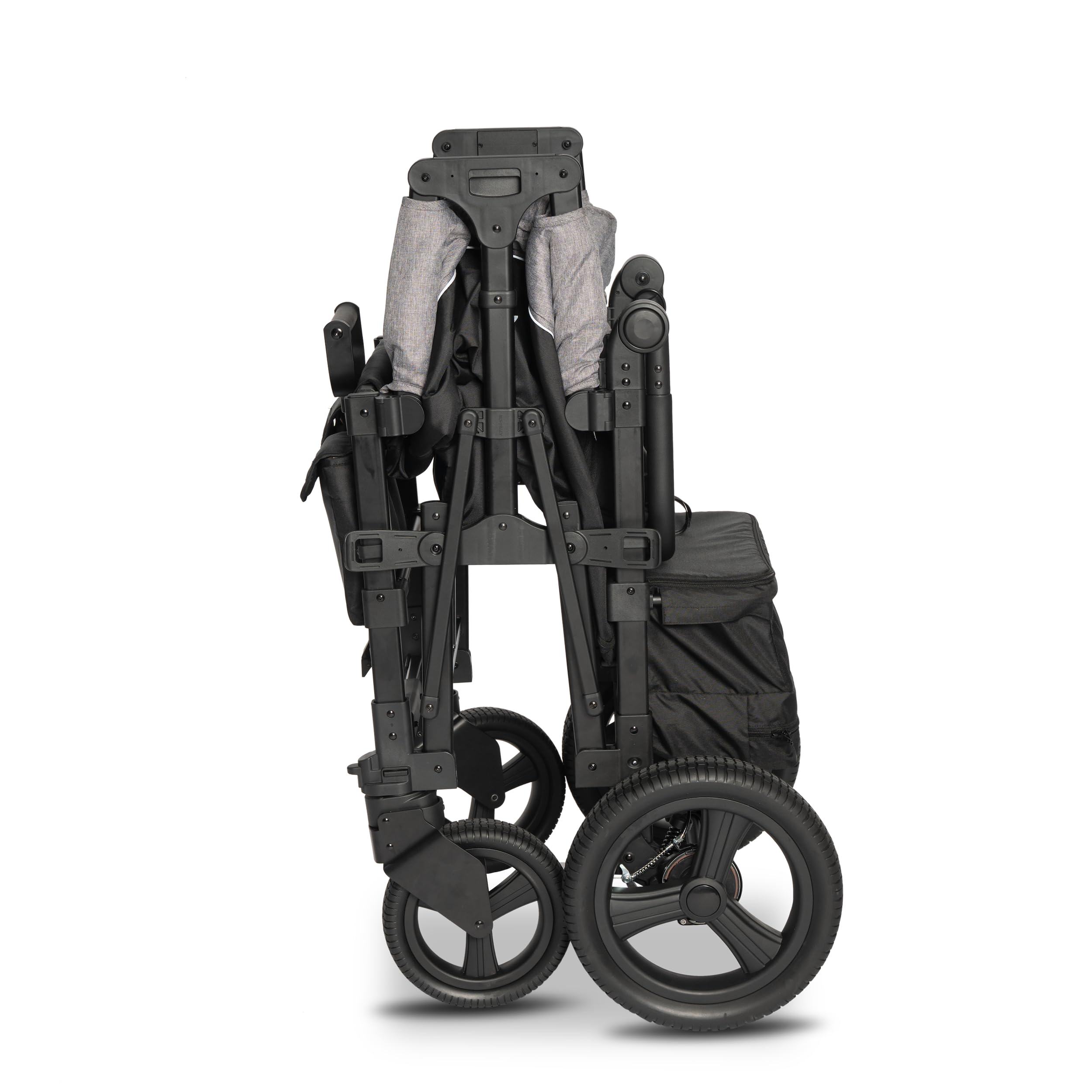 elvent® FlexProfessional 4 Bollerwagen 4-Sitzer | TÜV-Zertifiziert I Handwagen faltbar mit Dach, 5-Punkt-Gurt, Feststellbremse, 100 kg | Kita & Tagespflege (Grau)