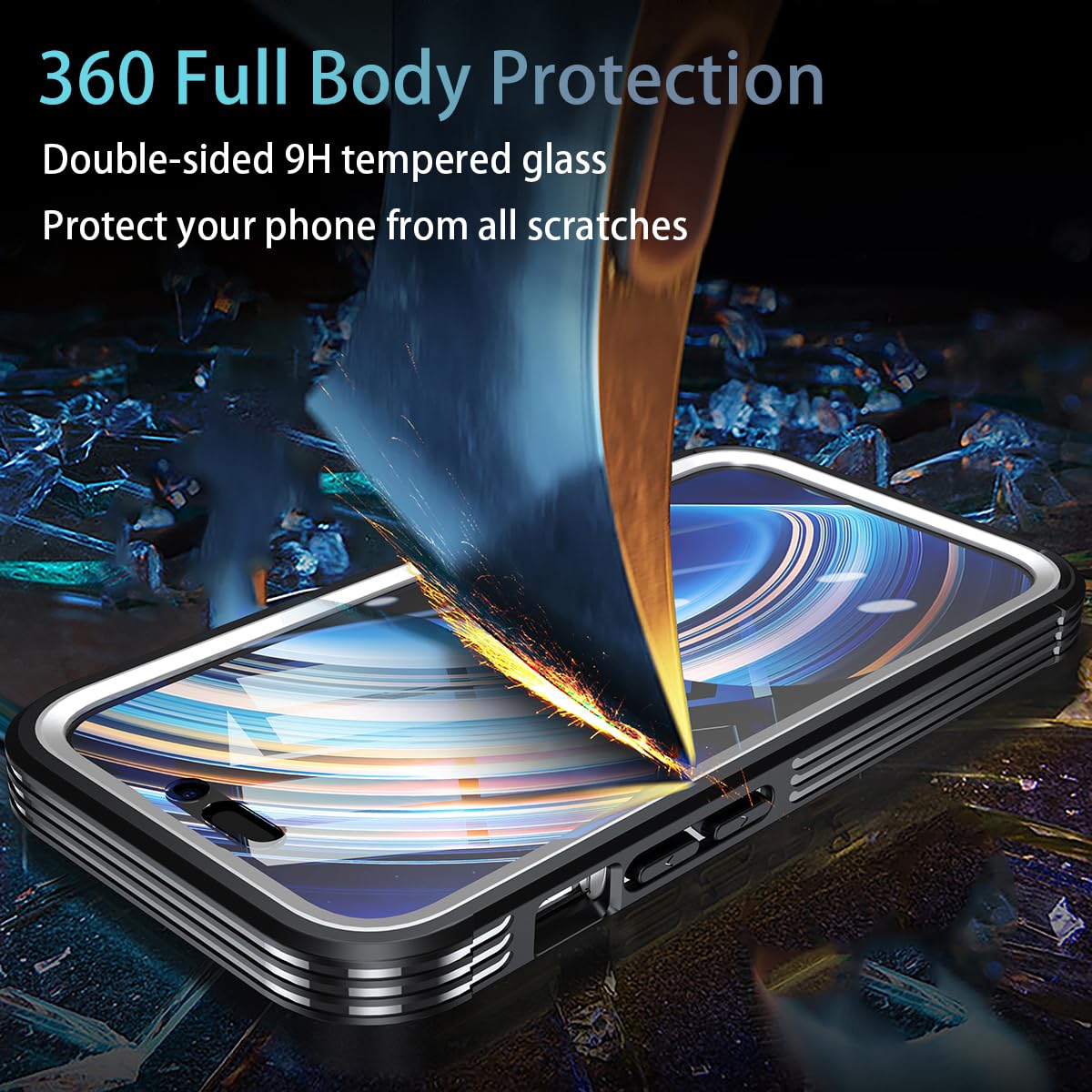TOPF&B Custodia Magnetica Per IPhone 15 Pro Con Protezione Privacy - Grigio - Antiurto In Metallo E Vetro [Compatibile MagSafe] - 4