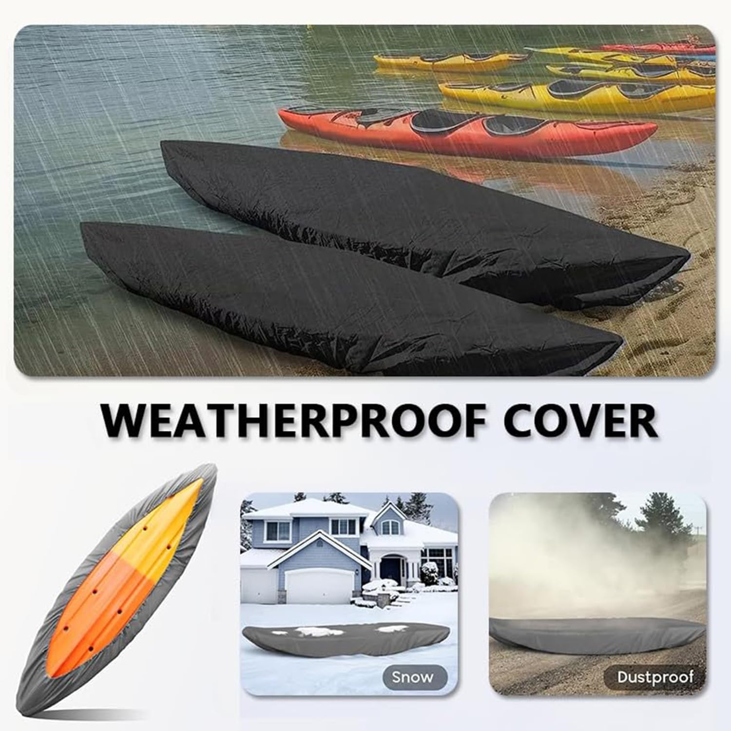 1 PCS Kayak Cover for Sea Eagle 385 FastTrack 2017–2026 Oxford Fabric Outdoor Protection Storage with Storage Bag Waterproof Canoe Outdoor Boat Cover Accessories, Gray style