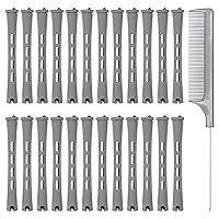 Vista 8 de Coolrunner Juego de varillas de permanente, 60 varillas de plástico azul con peine de acero para rizar el cabello, herramientas de peinado