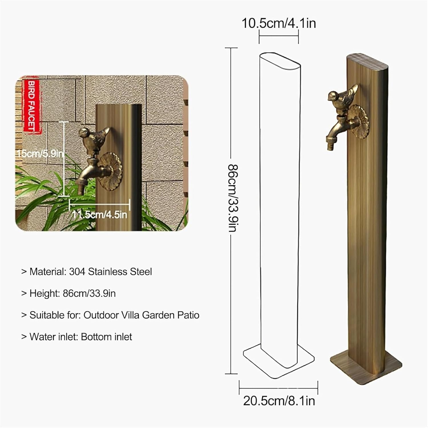 Outdoor Vertical Garden Decorative Fountain - Retro Red Water Column with Faucet for Stunning Garden Water Features and Vertical Plant Display