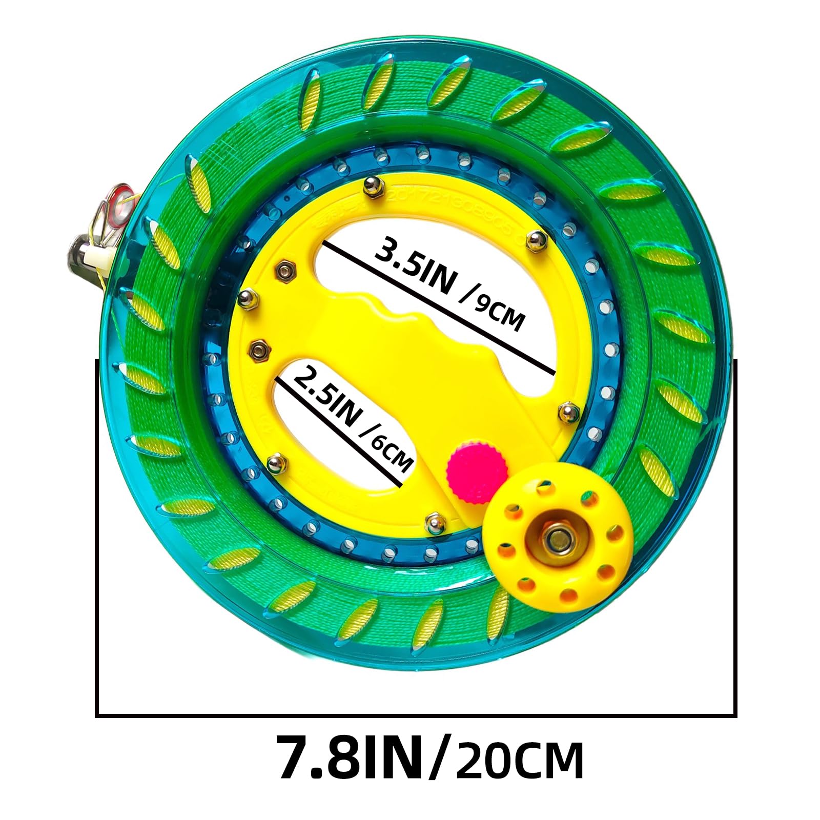 Avvolgitore Per Aquiloni Con Manico Grande, Diametro 18 Cm, Corda 1000 Piedi, Blocco Di Sicurezza Anti-Ritorno, Per Adulti E Bambini