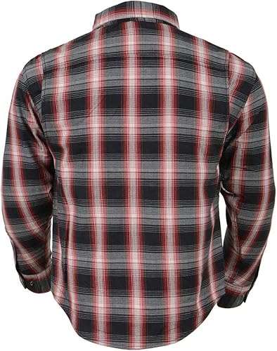 Vista 49 de Milwaukee Leather Camisa de franela a cuadros para hombre con armadura CE, reforzada con fibras de aramida, talla M MPM1654