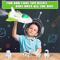 Vista 6 de Jomifin Juguete de nave espacial para niños y niñas, juguetes del transbordador espacial con luces y sonido, figura de 3 astronautas, cabina que se