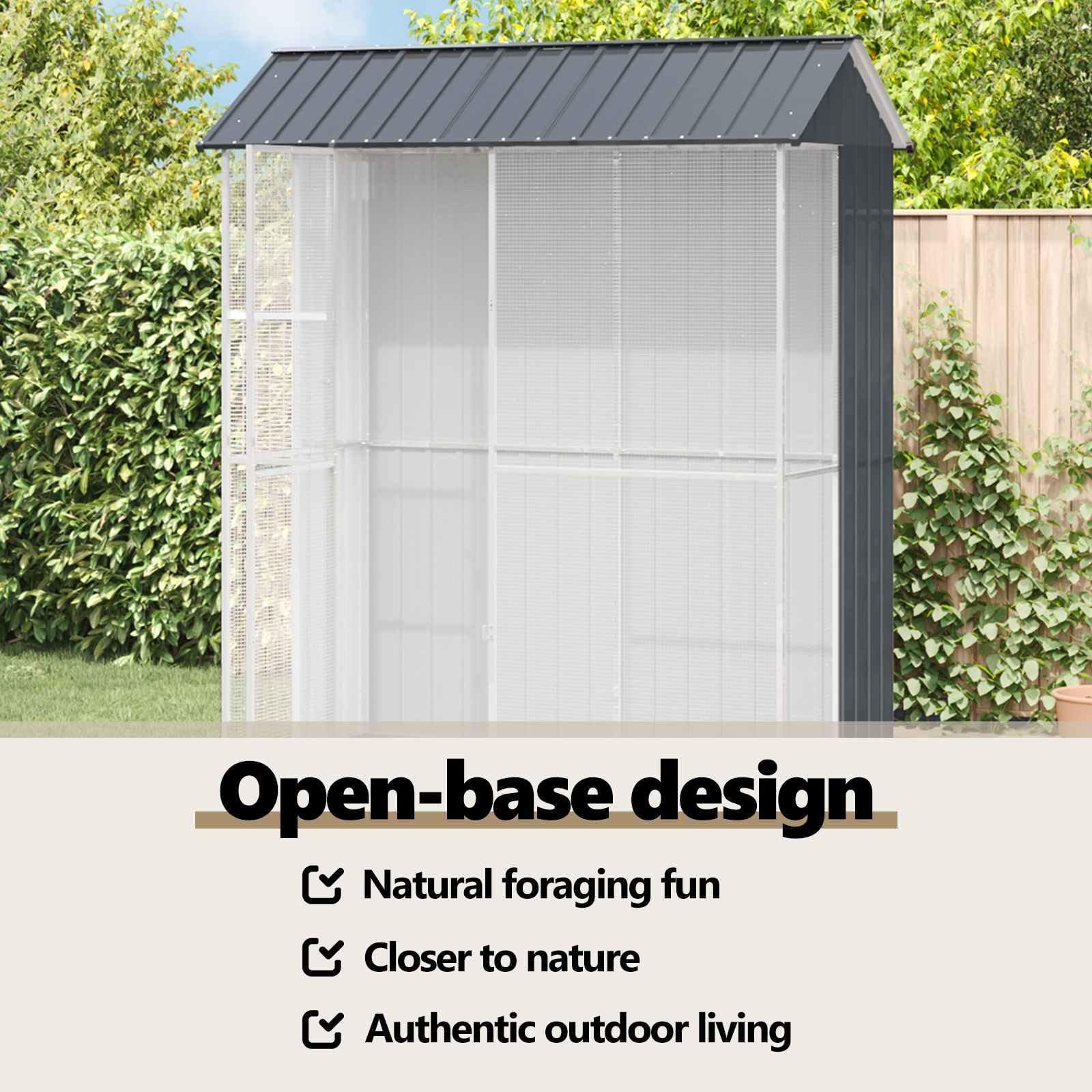 vidaXL Gabbia per Uccelli Antracite 215 x 110 x 247 cm Acciaio zincato, Giardino e terrazza, Moderna casa per Uccelli, Gabbia Resistente, voliera da Esterno, Design per Animali