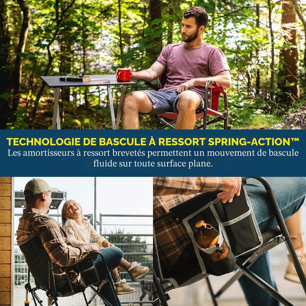 GCI Outdoor Freestyle Rocker XL Chaise à Bascule Pliante Portable et Chaise de Camping d'extérieur