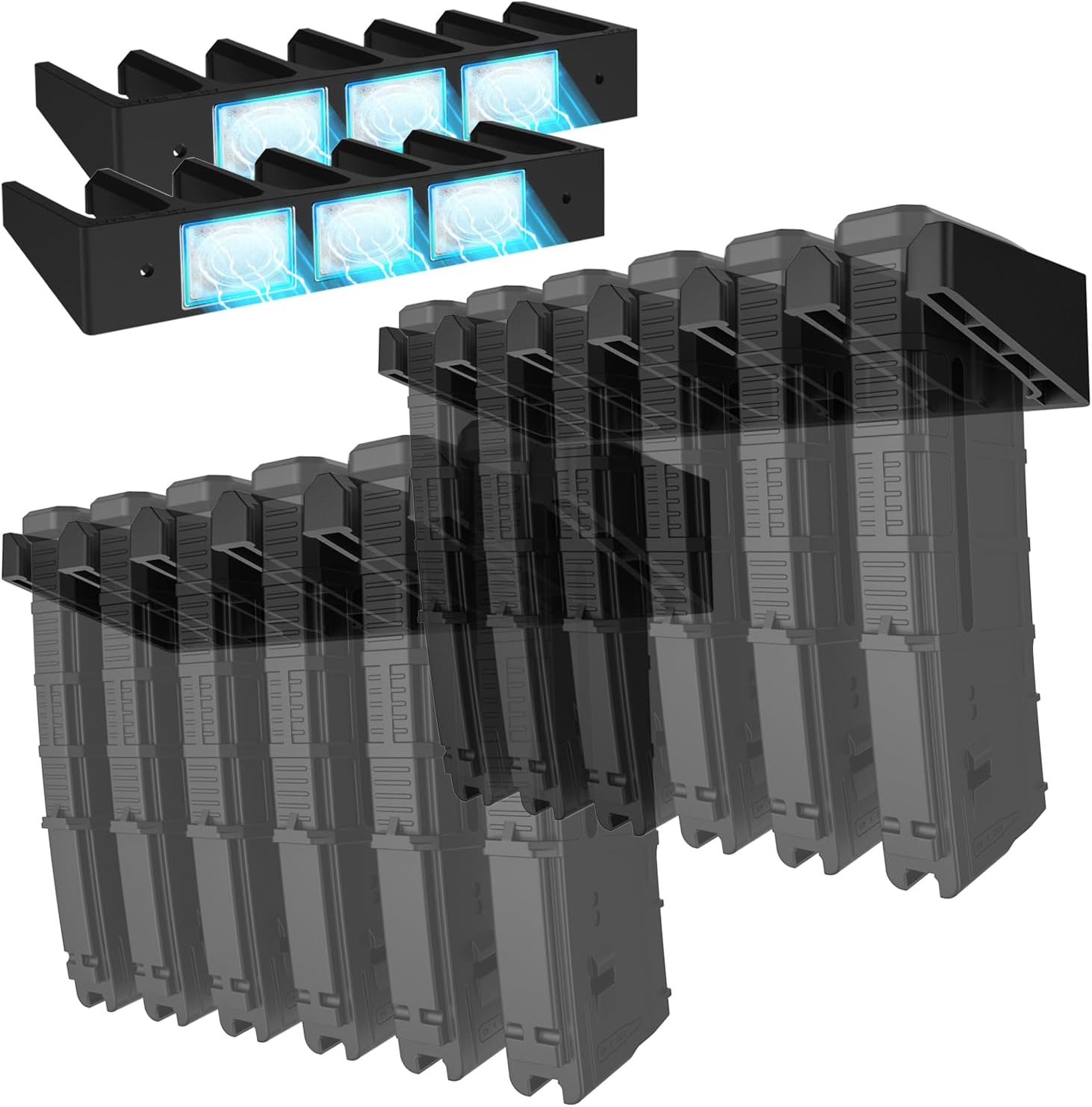 Solid ABS 6X Standard PMAG Wall Mount, Mag Holder, Home Magazine Storage Rack
