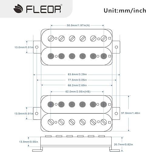 Miniatura 2 de FLEOR Alnico 5 Pastillas de guitarra Zebra Neck and Bridge Humbucker Set