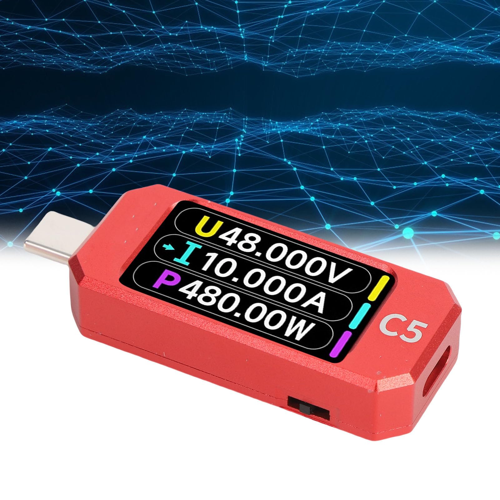 Luocute Miernik Mocy USB, Miernik Napięcia USB Typu C i Tester Prądu, 1,47 Cala Kolorowy Wyświetlacz Lcd Tester Multimetr Pd Woltomierz Pd, 320x172 Prąd Napięcia Rozdzielczości