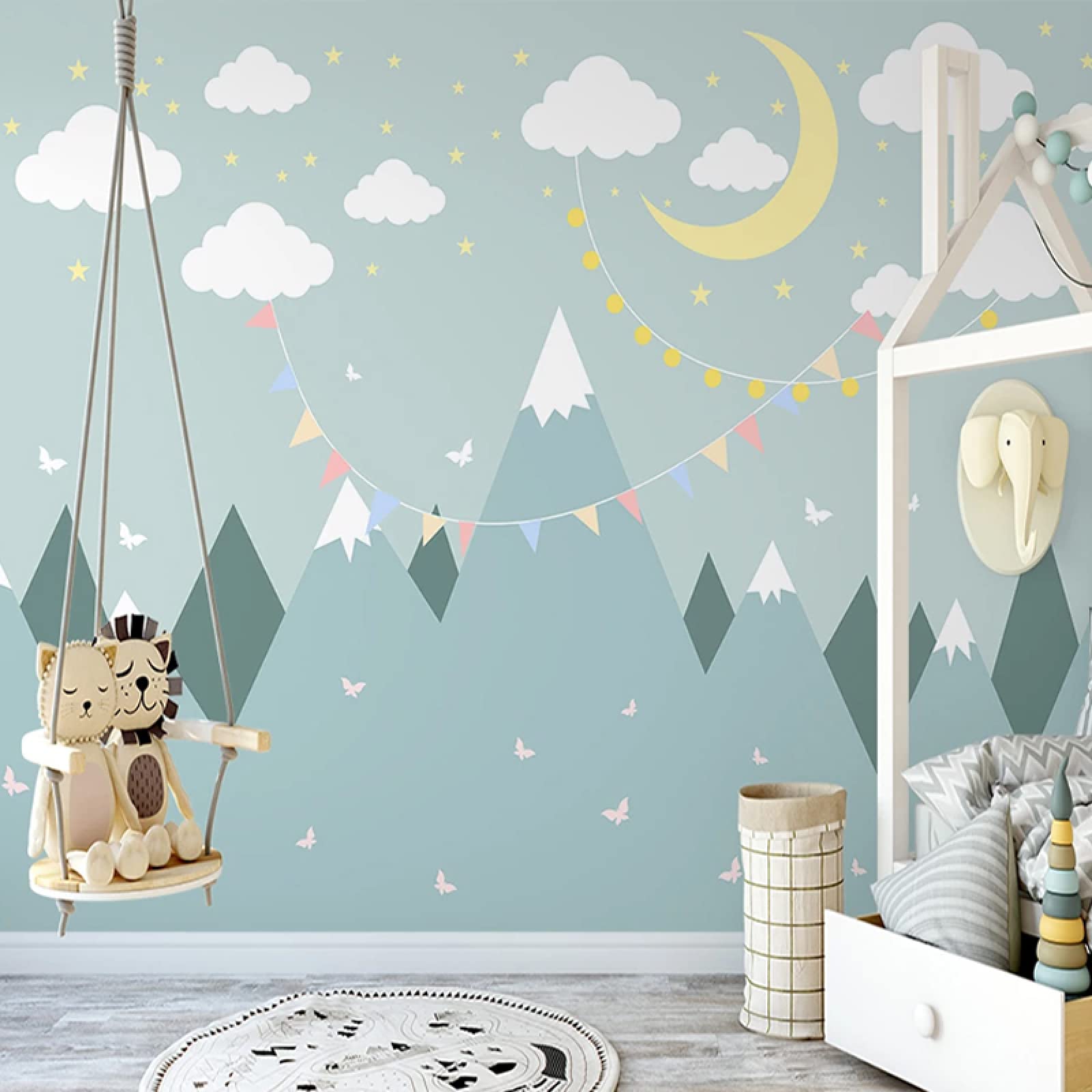 Papier peint chambre d'enfants avec fresque 3D ciel étoilé 140x100