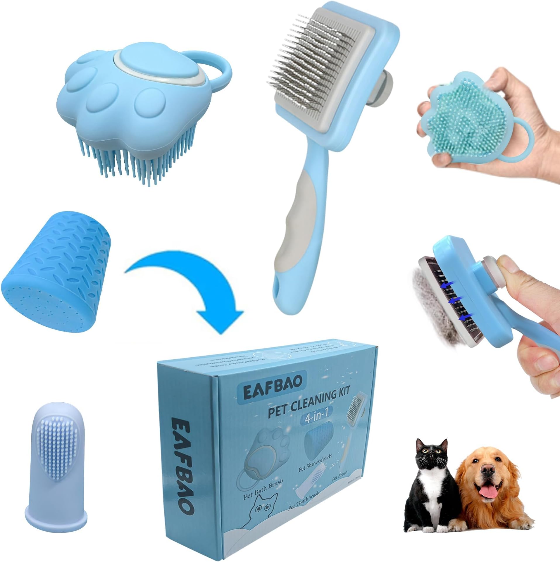 Pet Bath Massage Brush Puppy Dog Cat Grooming Cleaning Soft