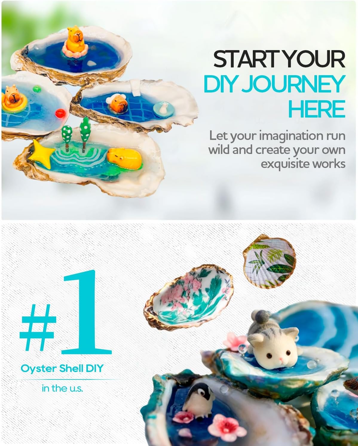 60Pack Flat Oyster Shells for Crafts, 3"-4" Large Natural Oyster Shells for DIY Art and Home Decor, Vase Filler and Festival Ornaments, Clean Odor-Free Sea Shells