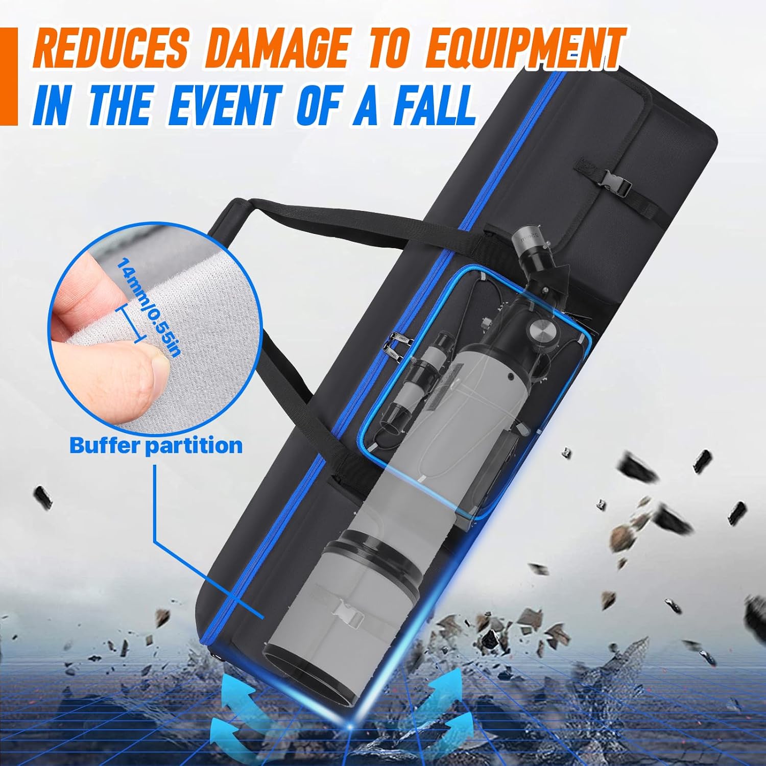 Large Telescope Bag,40.5 inch Telescope Carrying Case for Telescope Tube & Tripod, Soft Padded Telescope Storage Bag with Adjustable Shoulder Strap and Fixed Buckles,Telescope Accessories Carry Case