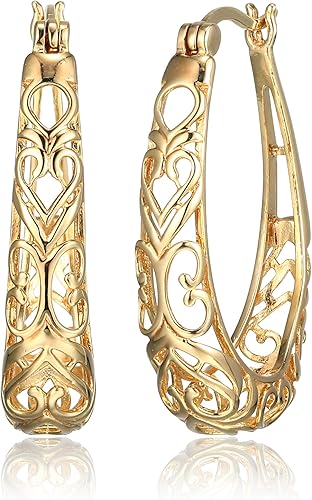 Sterling Silver Filigree Hoop Earrings