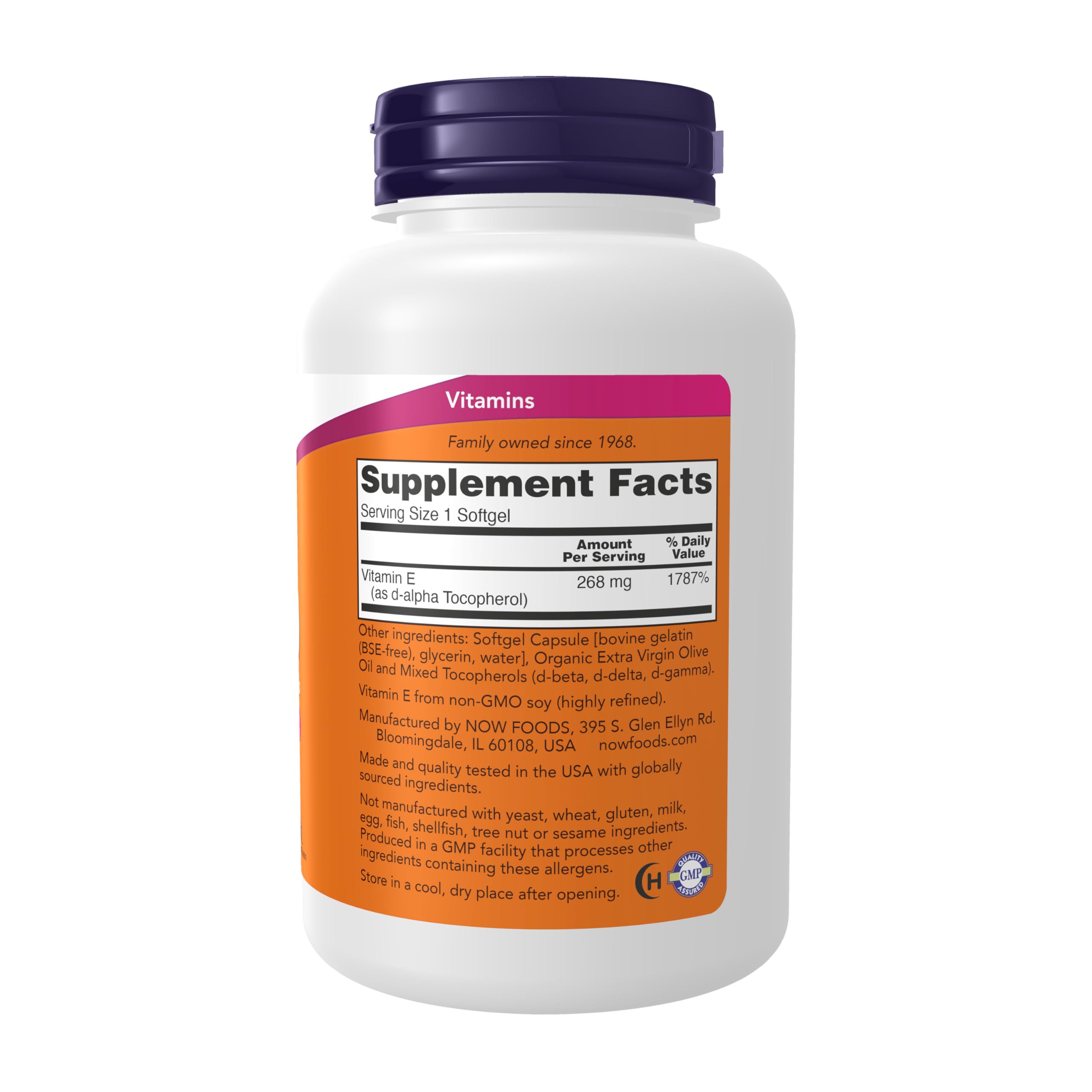 NOW Foods Vitamin E-400 - Natural (Mixed Tocopherols) - 250 softgels