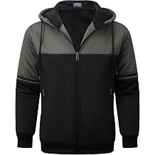 GEEK LIGHTING Mens Color Block Fleece Full-Zip Hoodie Thick Sweatshirt