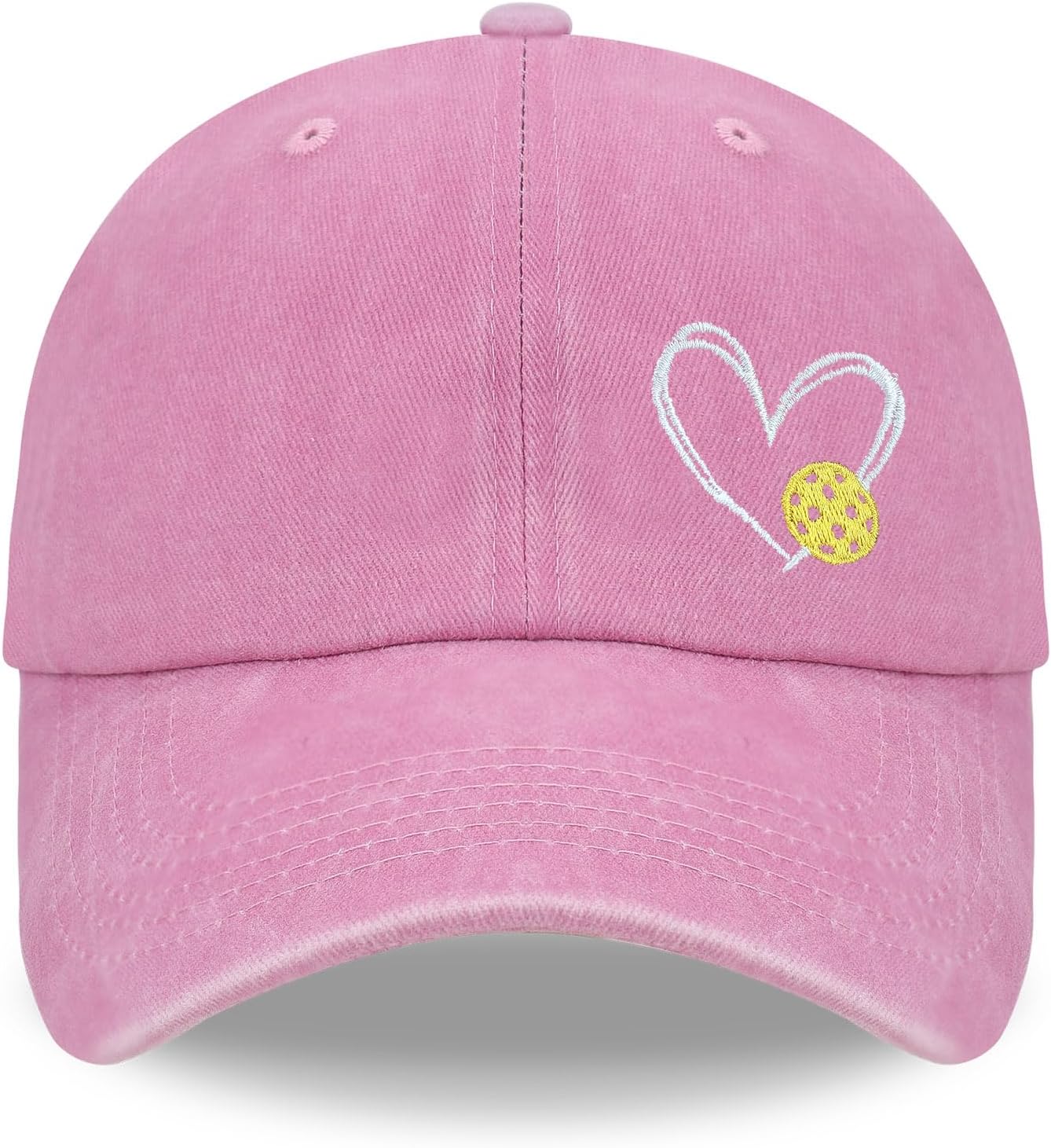 Pickleball Hat for Women Men, Adjustable Size Embroidered Baseball Cap Pink